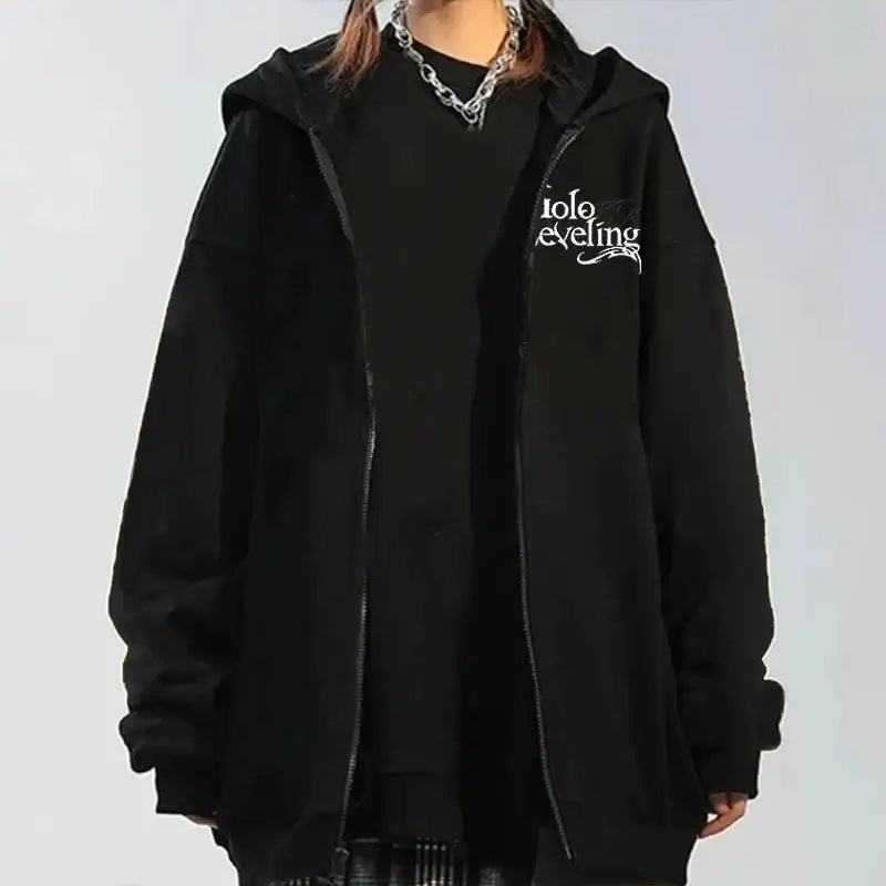Solo Leveling Graphic Hoodie Streetwear Zip-Up