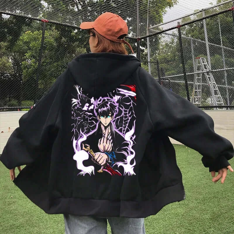 Solo Leveling Graphic Hoodie Streetwear Zip-Up