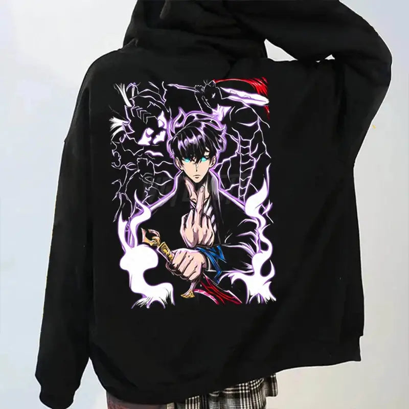 Solo Leveling Graphic Hoodie Streetwear Zip-Up