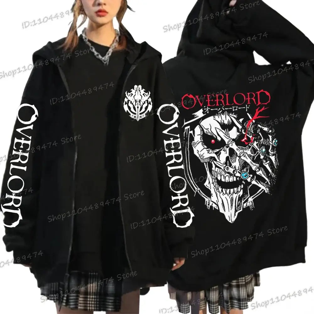 Overlord Horror Skull Hooded Shirt Harajuku Zip Up