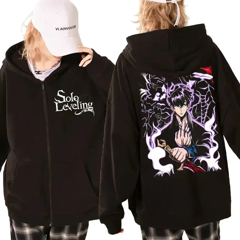 Solo Leveling Graphic Hoodie Streetwear Zip-Up