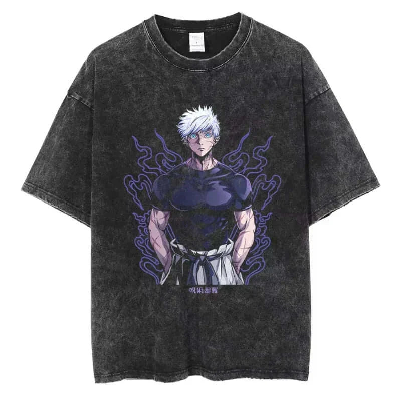Ryomen Sukuna Washed T-Shirt: Harajuku Oversized Anime Tee