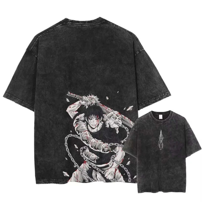 Ryomen Sukuna Washed T-Shirt: Harajuku Oversized Anime Tee