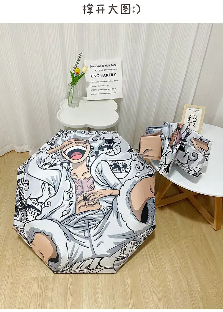 One Piece Nika Luffy Fold Umbrella Automatic Sunscreen